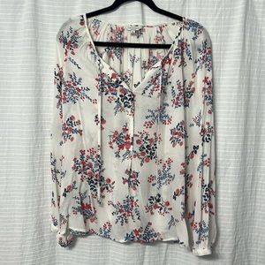 Lucky Brand Floral Split collar long sleeve blouse M - used